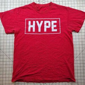 Men's Medium Red T-Shirt With White 'HYPE' Graphic On The Front
